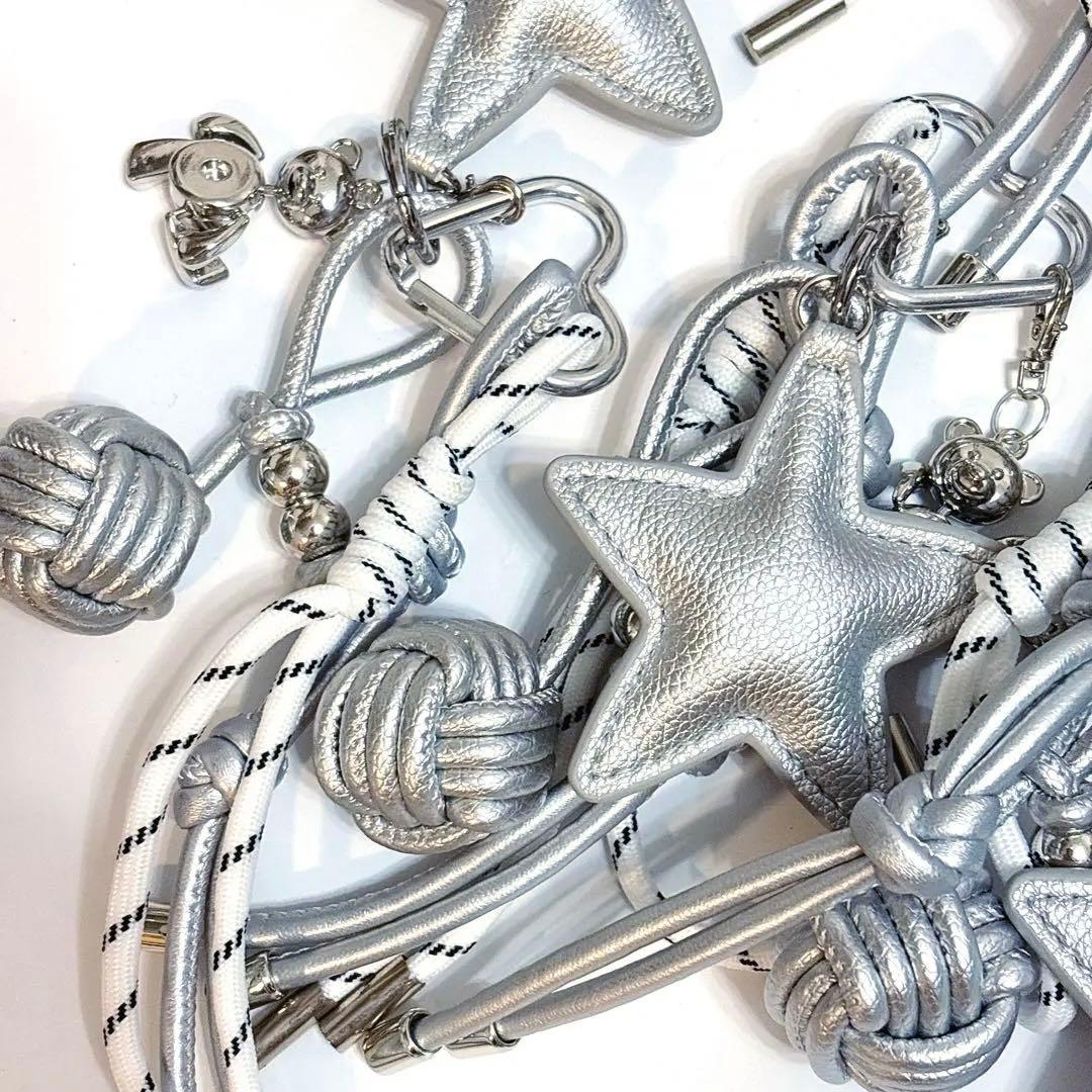 じゃらじゃらキーホルダー　バッグチャーム　キーチャーム　パラコード 　星　68G