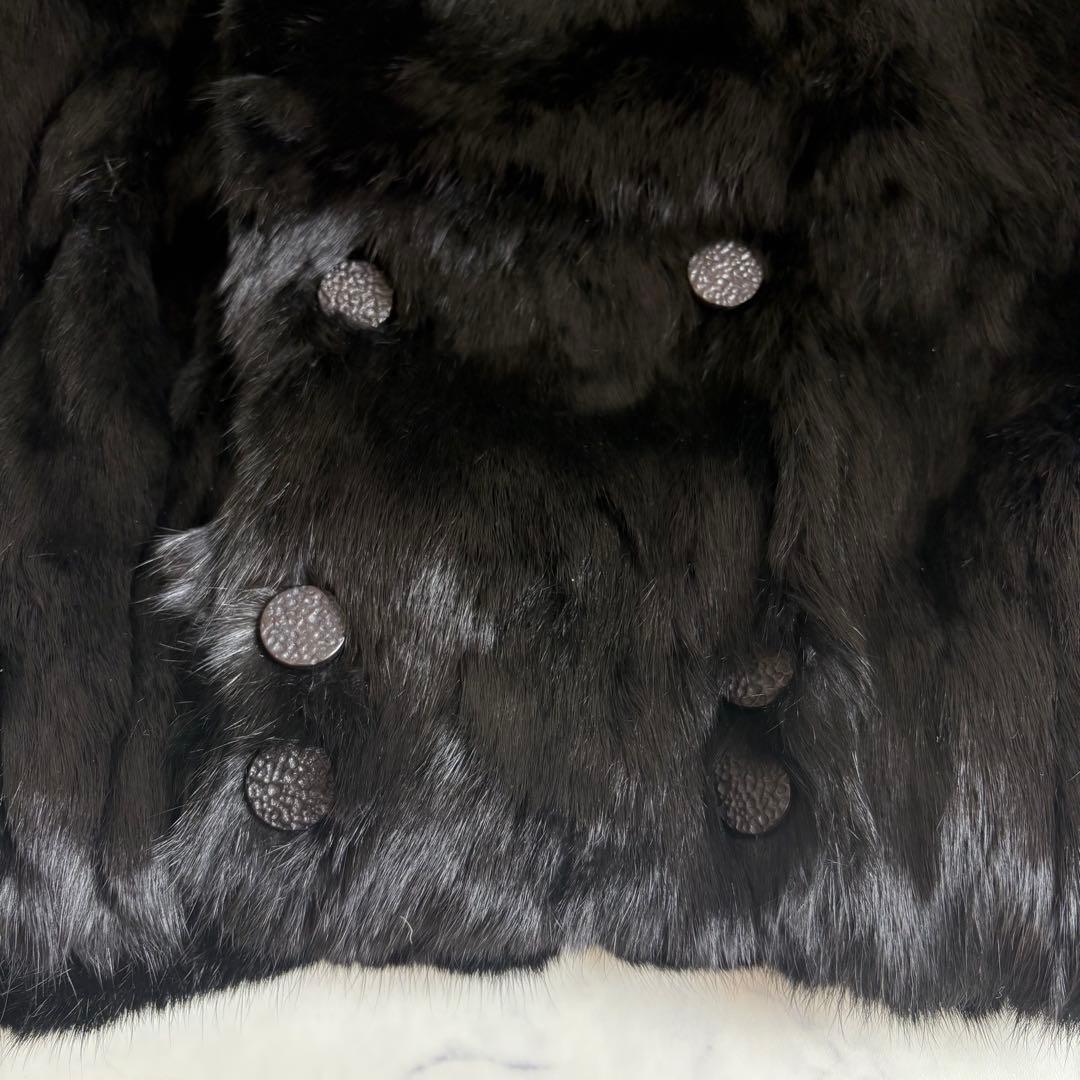 【本毛皮】希少なメンズ毛皮コート サイズ XLダブル 黒 リアルファー