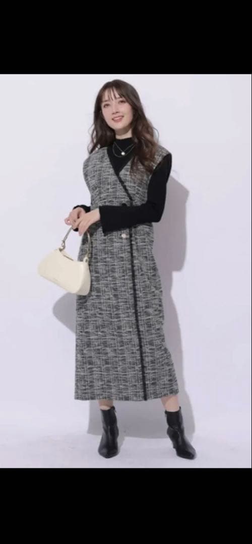 【Apuweiser-riche】ラップツイードジャンスカ