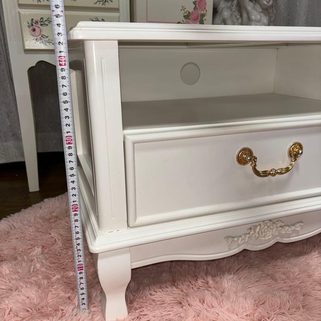 ロココ調　猫脚テレビ台　ホワイト　コンパクトサイズ