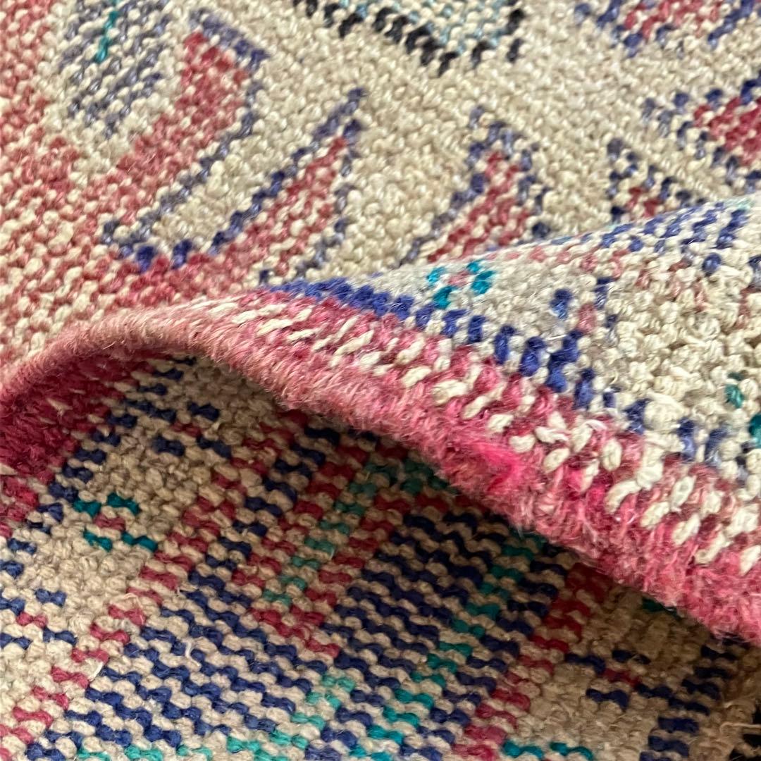 メダリオン✳︎ブルー85〜78×196✳︎レッドパープル　トルコヴィンテージラグ