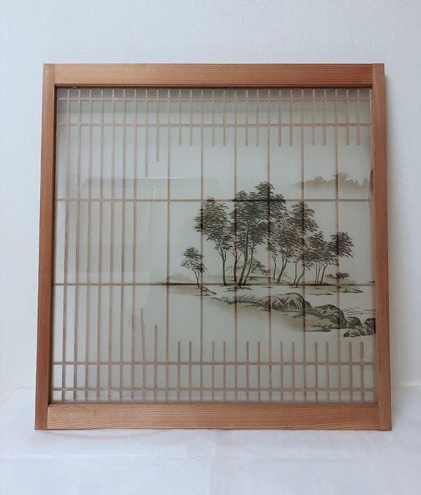 組物障子 2枚 ガラス窓 アンティーク インテリア 骨董品