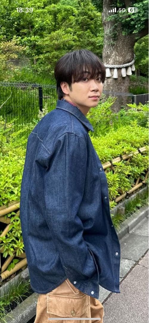 AMI PARIS デニムシャツ ハートロゴ ワンポイント インディゴ