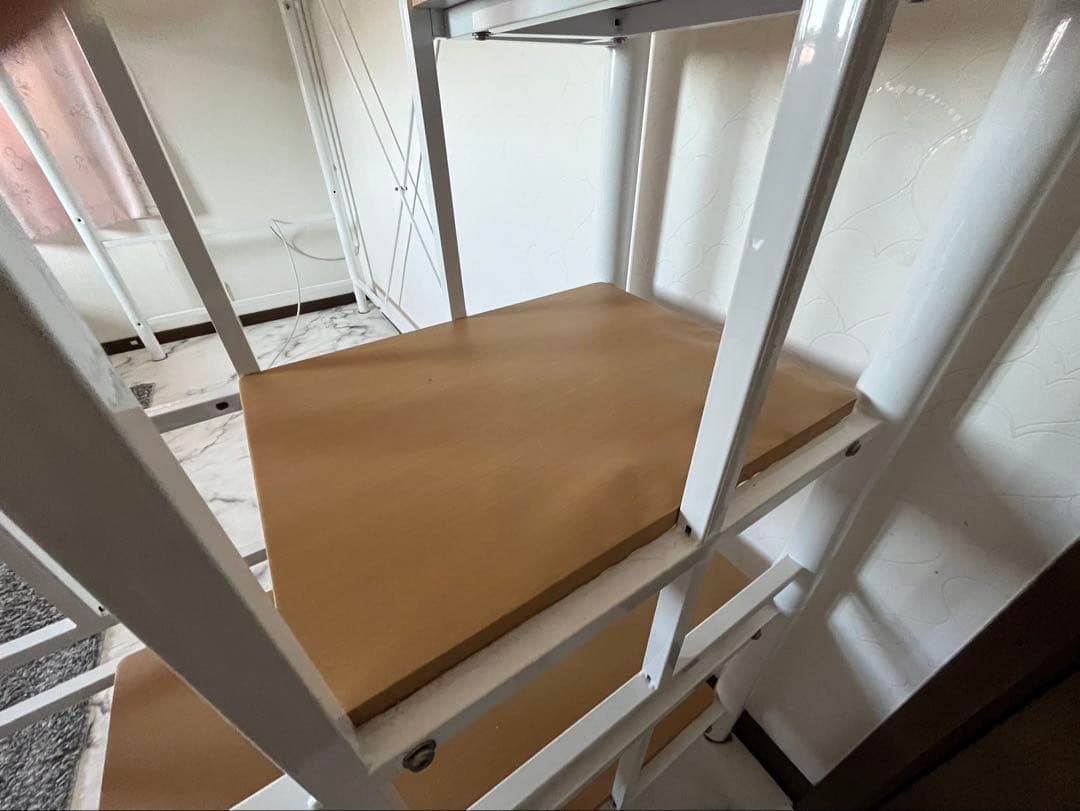 ホワイト ロフトベッド 階段付き