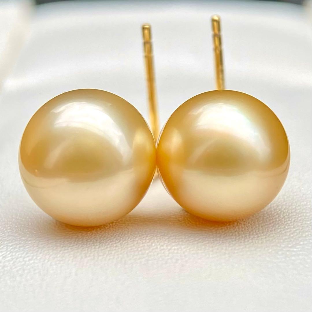 本真珠南洋白蝶真珠　濃金12.8×10.8㍉s925ピアスBL959