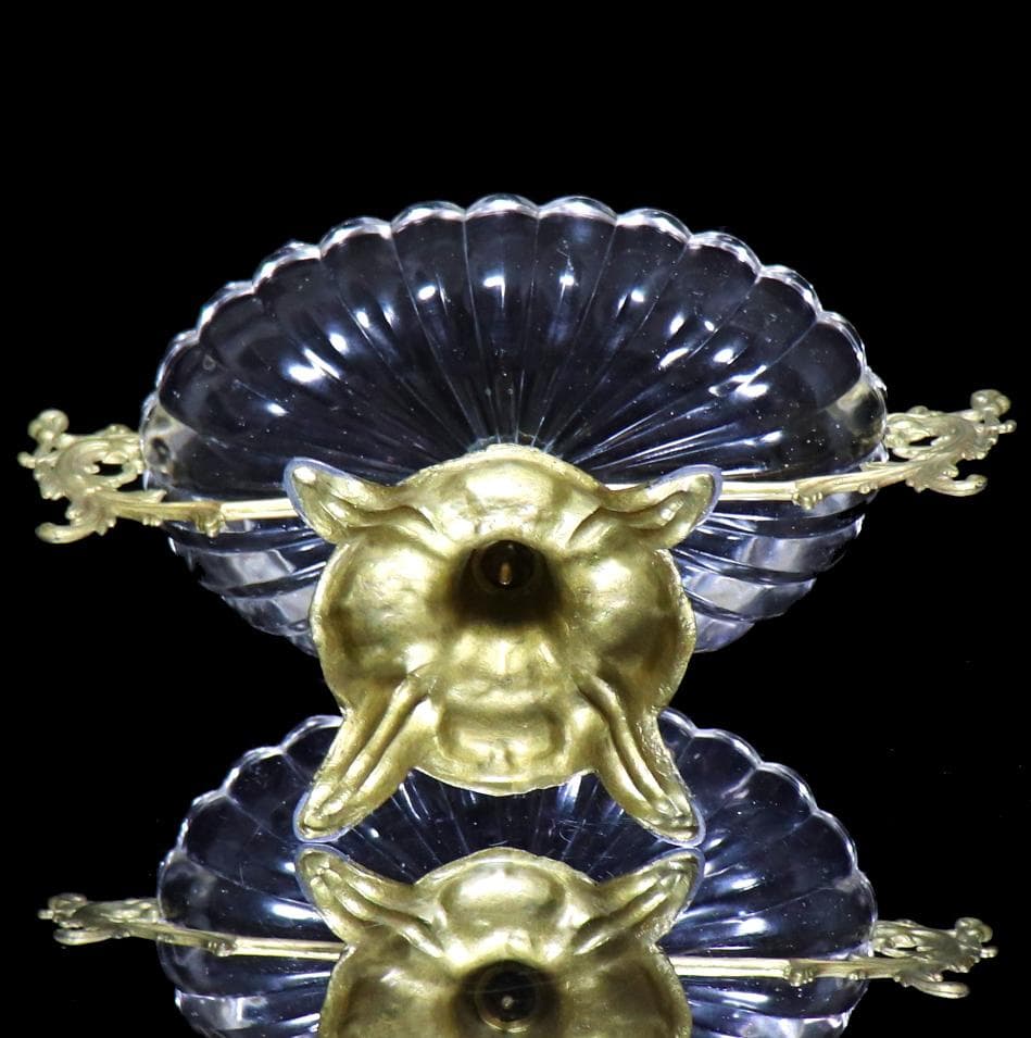 オールド・バカラ 1880年 美術館級ブロンズ装飾 特大 コンポート33.5cm