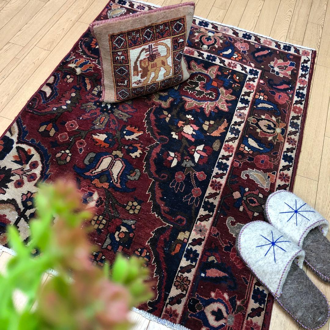 ペルシャ絨毯 ペルシャヴィンテージラグ 130x100 手織り オールド