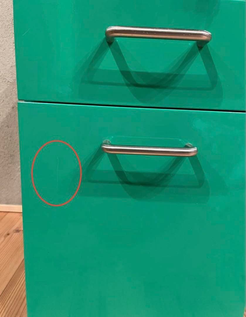 【mii】ESSEN 希少カラー グリーン デスクワゴン 3段収納 鍵付き