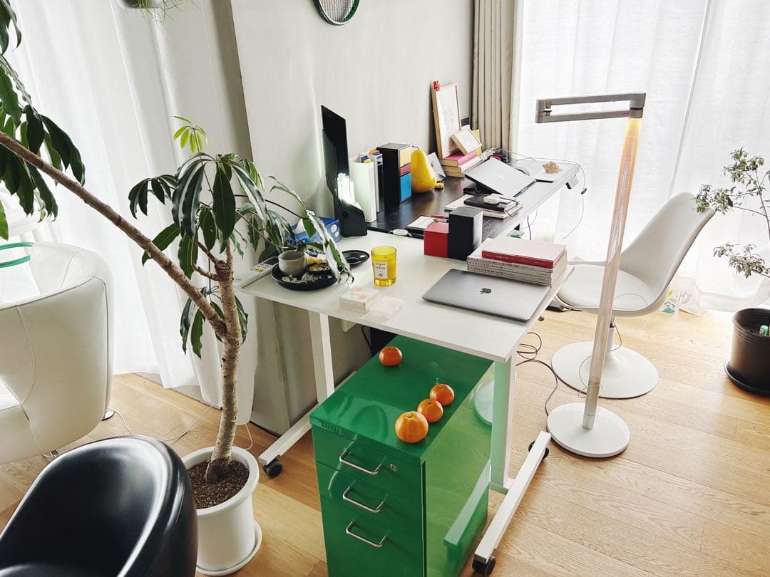 【mii】ESSEN 希少カラー グリーン デスクワゴン 3段収納 鍵付き