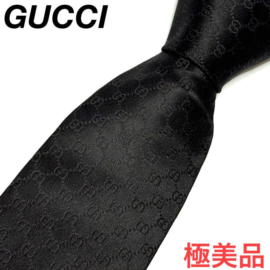 GUCCI gg 総柄 ブラック／黒色 ネクタイ 069039