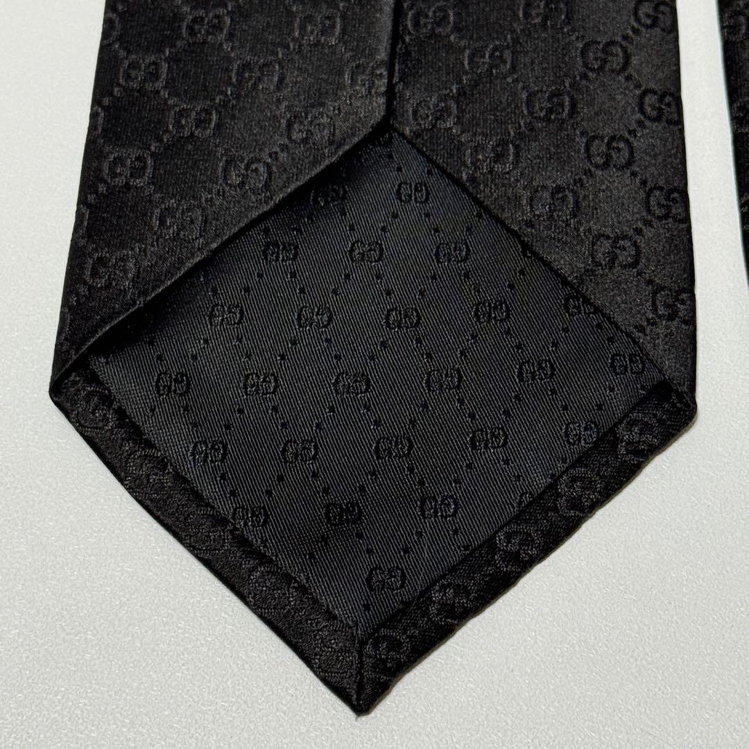 GUCCI gg 総柄 ブラック／黒色 ネクタイ 069039