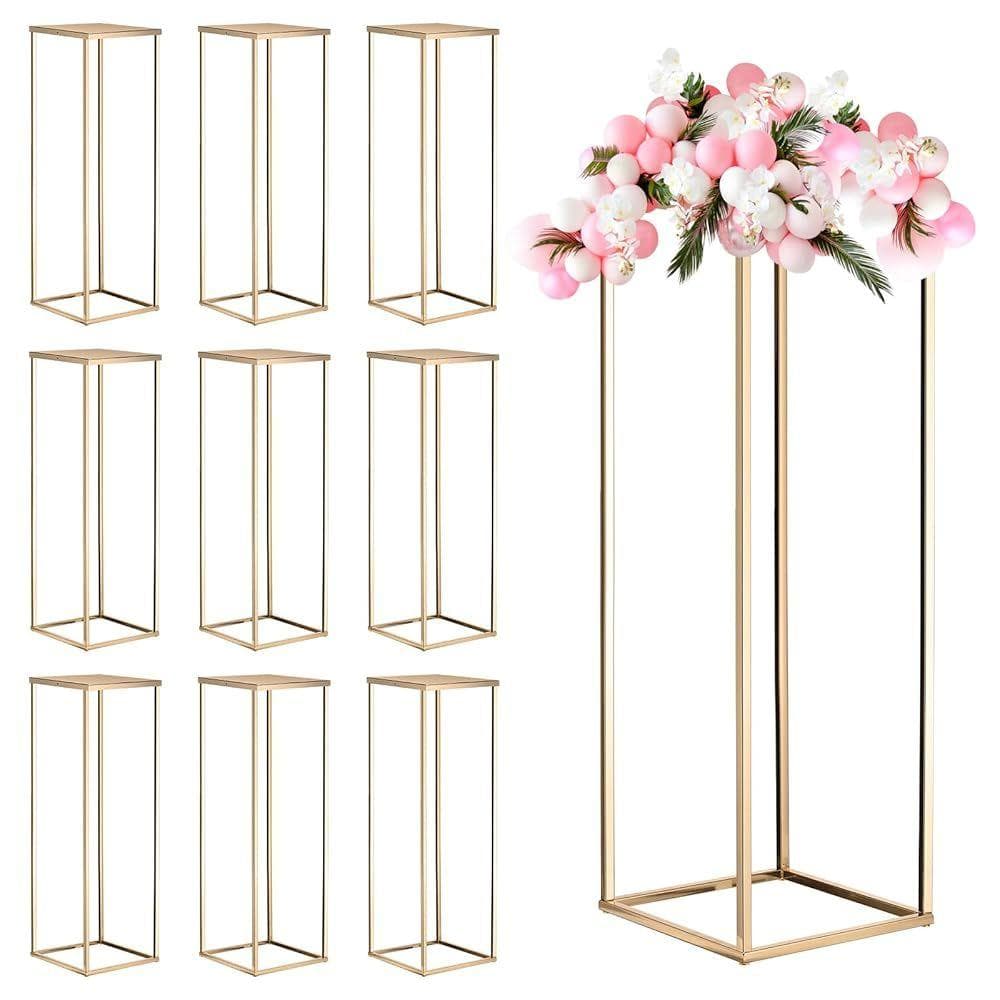 uxcell ウェディングフラワースタンド 高さ60 cm 金トーン 10個