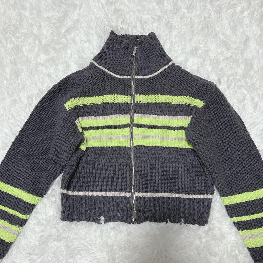 メゾンスペシャル Front Zip Mesh Border Knitwear