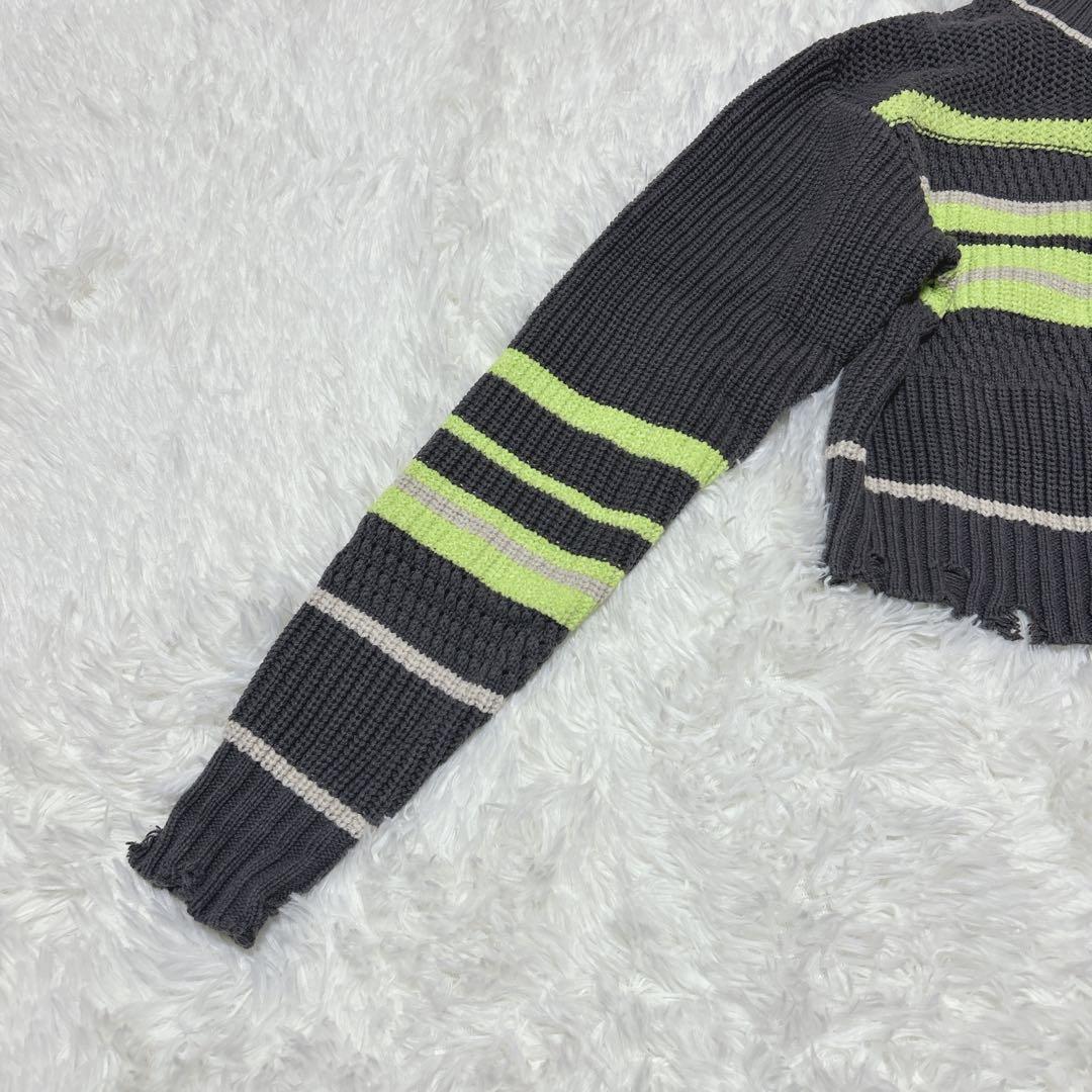 メゾンスペシャル Front Zip Mesh Border Knitwear