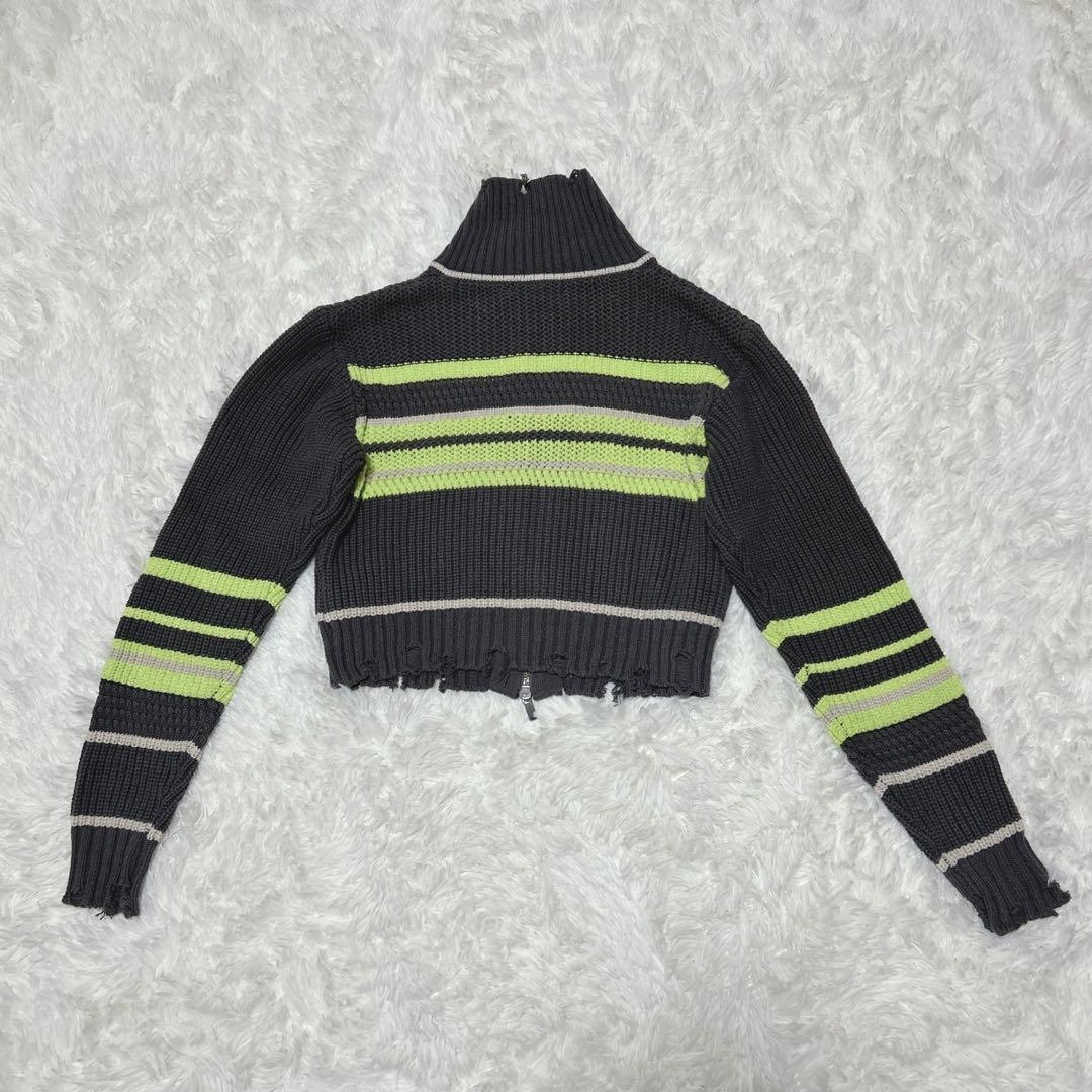 メゾンスペシャル Front Zip Mesh Border Knitwear