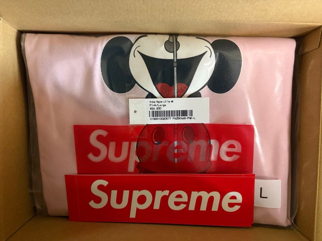 即完売supreme numbernine ミッキーロンT pink Lサイズ