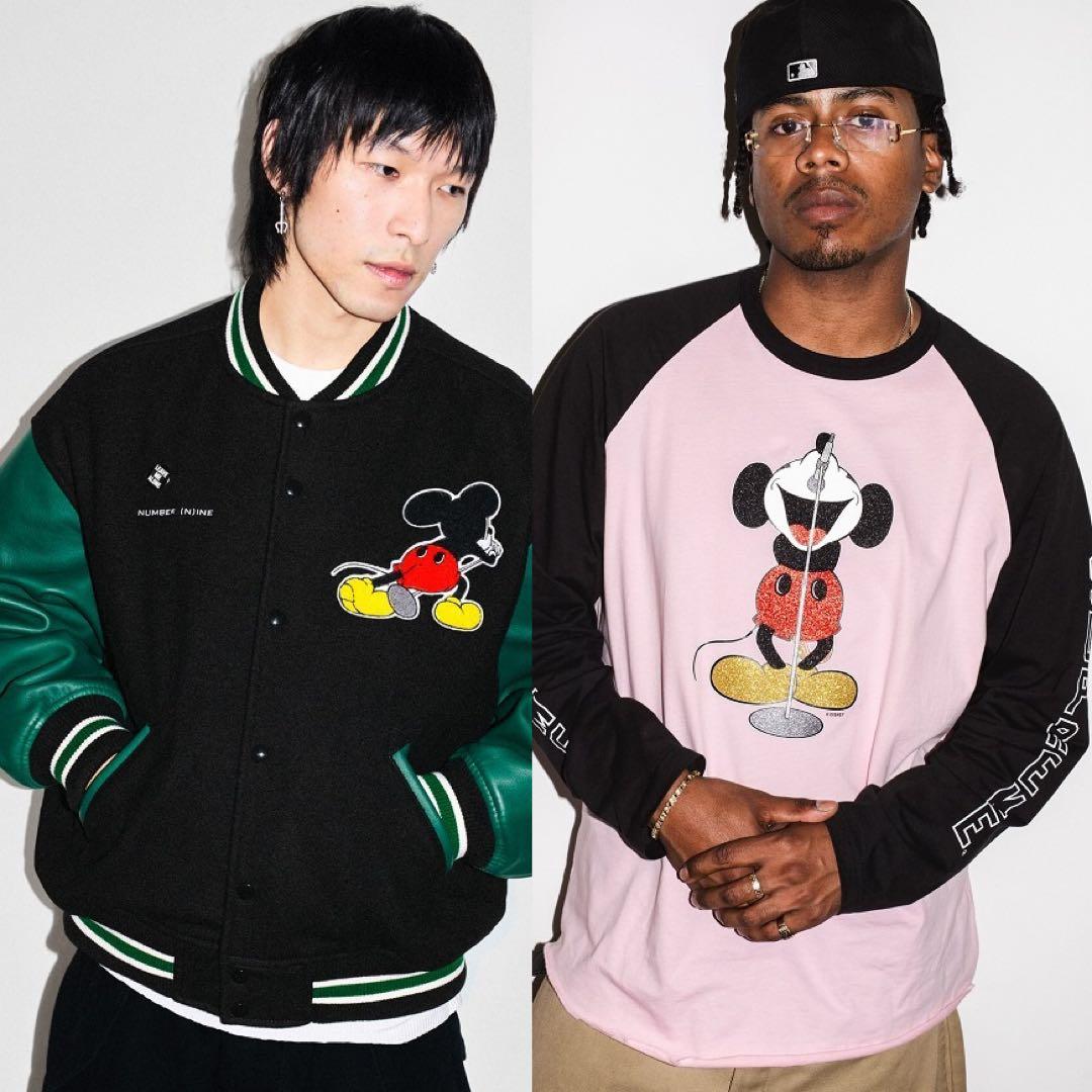 即完売supreme numbernine ミッキーロンT pink Lサイズ