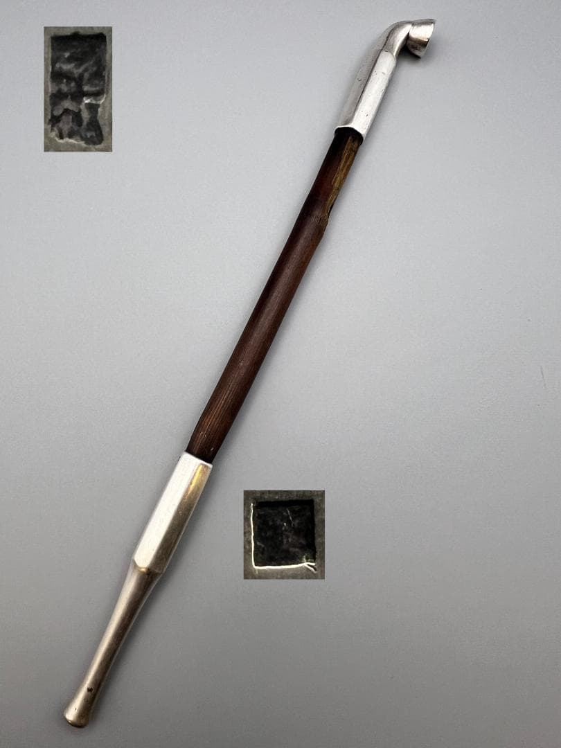 純銀製　純刻印　煙管　キセル　六角形　銀細工　アンティーク　重量約32g