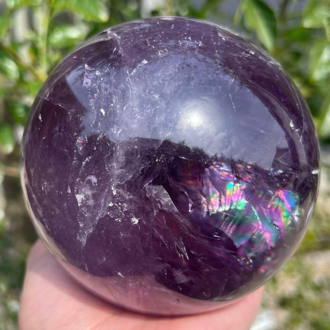 ✮美宝珠✮偉大なる迫力✮超美濃紫水晶✮レインボー アメジスト 丸玉 天然石 原石