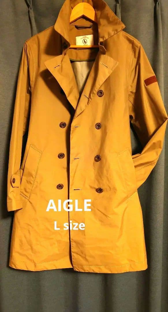 AIGLEトレンチコート メンズ ベージュ ダブルブレスト