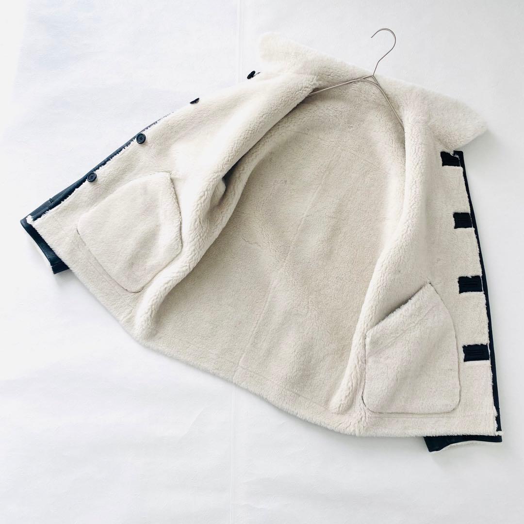 2927A【未使用級】ビューティー&ユース リバーシブルボアブルゾン黒エコレザー