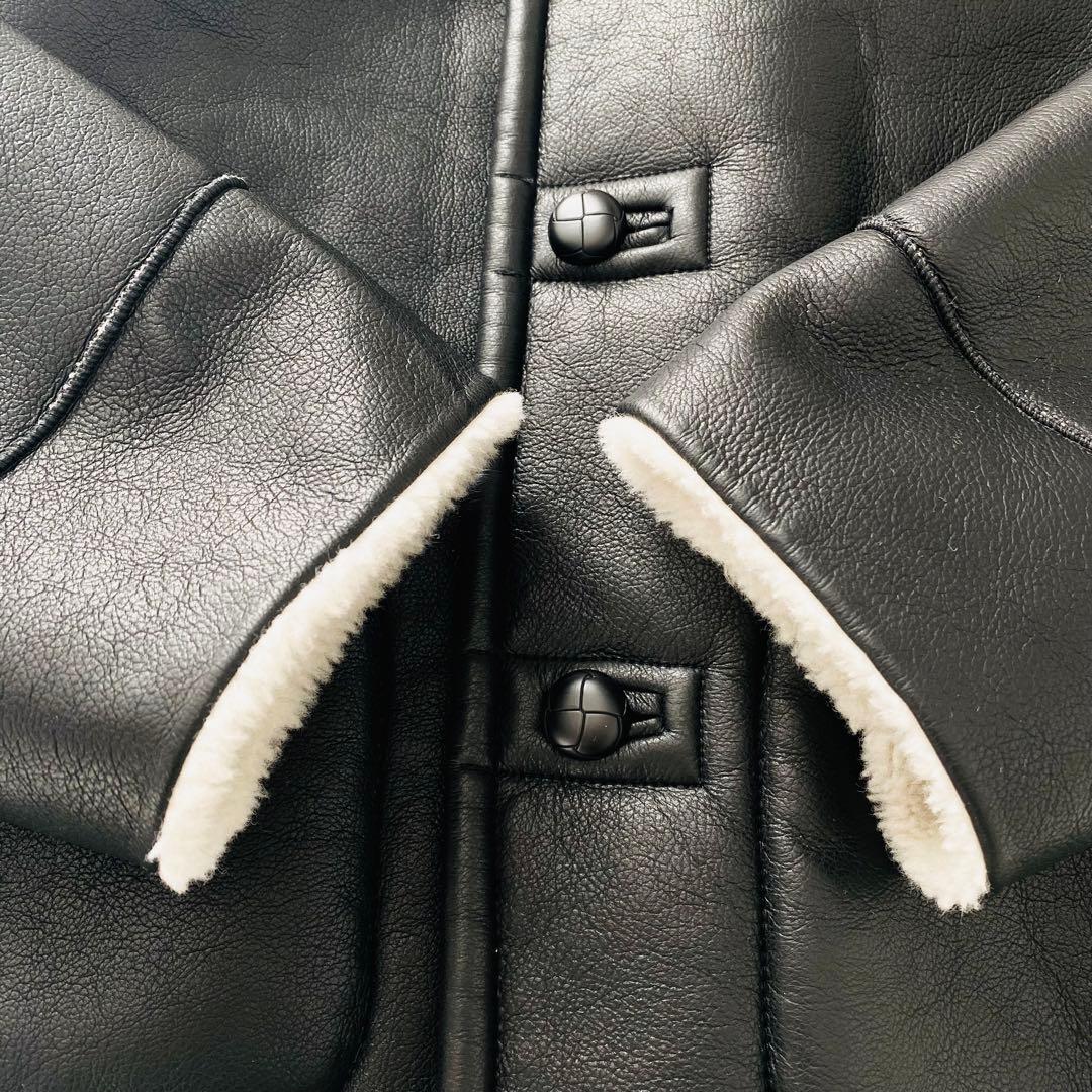 2927A【未使用級】ビューティー&ユース リバーシブルボアブルゾン黒エコレザー