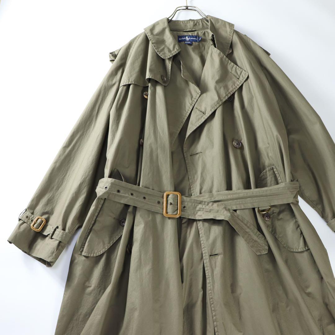 90s ラルフローレン　RALPH LAUREN トレンチコート　ロング　カーキ
