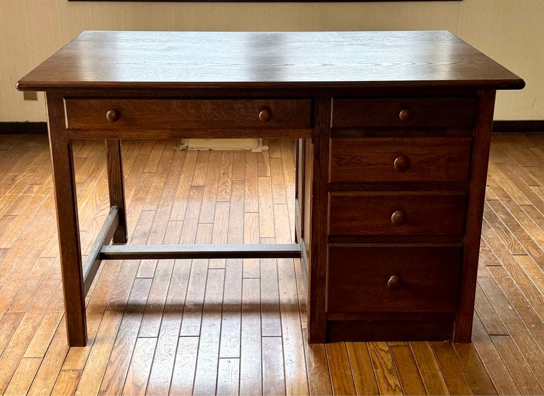 オーク無垢材 片袖書斎デスク 木良久 フランダースの家具やさん 幅117cm