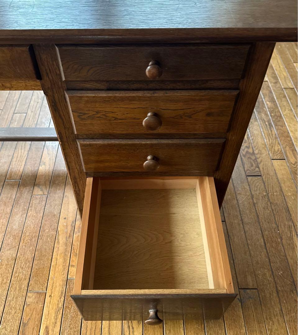 オーク無垢材 片袖書斎デスク 木良久 フランダースの家具やさん 幅117cm