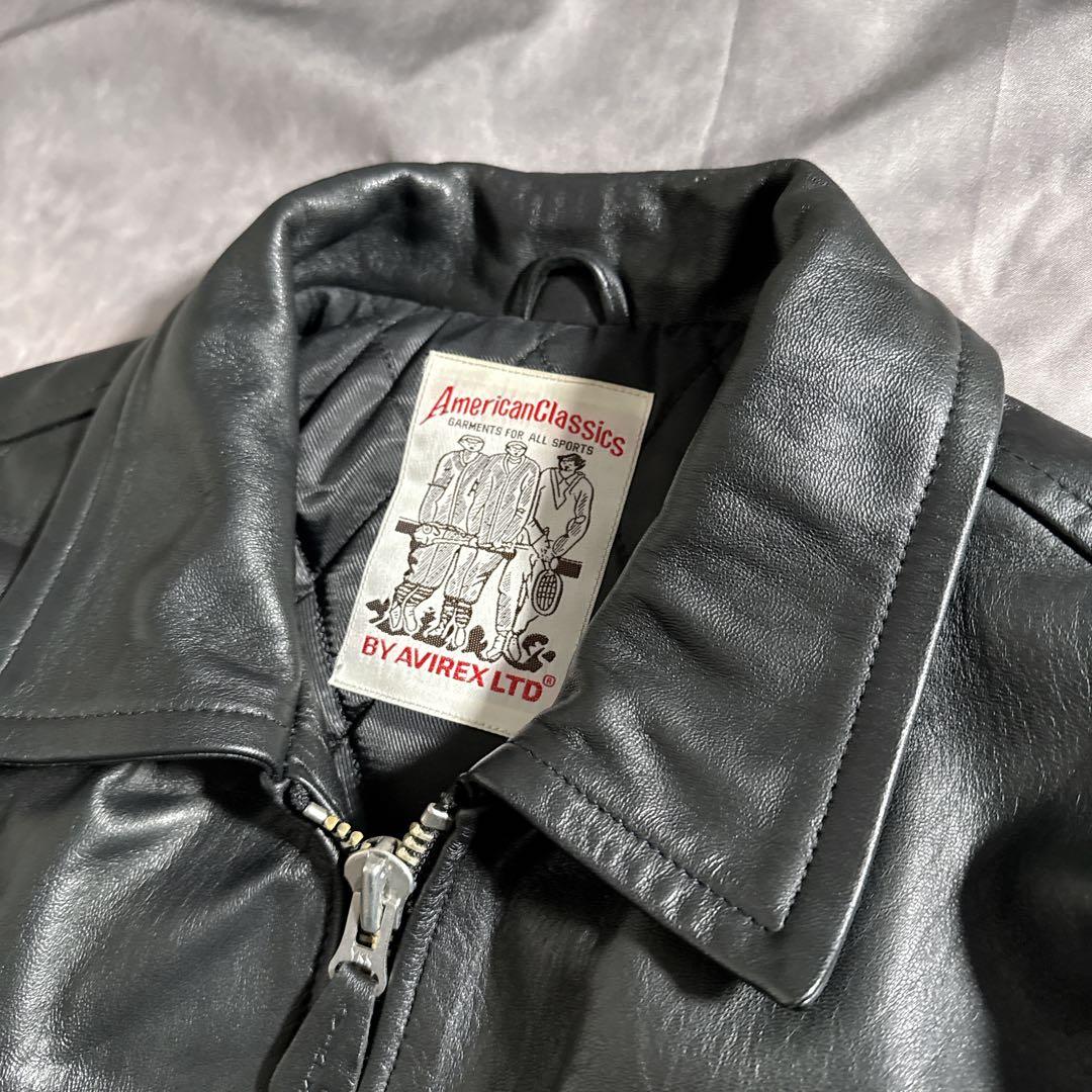 アヴィレックス　オールブラック　ヴァーシティー　レザージャケット　スタジャン　L