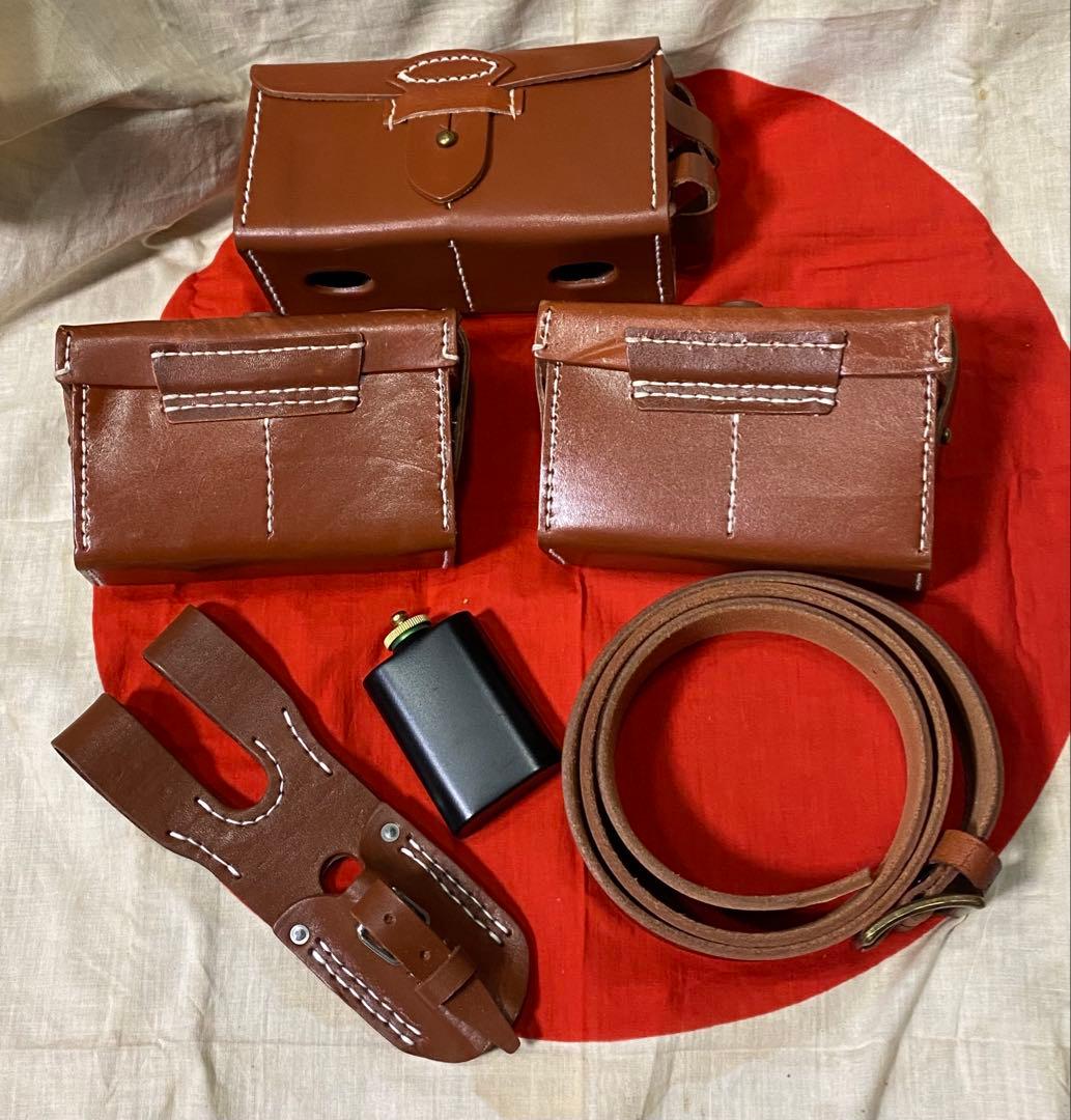 ★オイル缶付き日本陸軍弾薬盒,剣刺,帯革★海軍陸戦隊、兵士個人装備セット　複製品