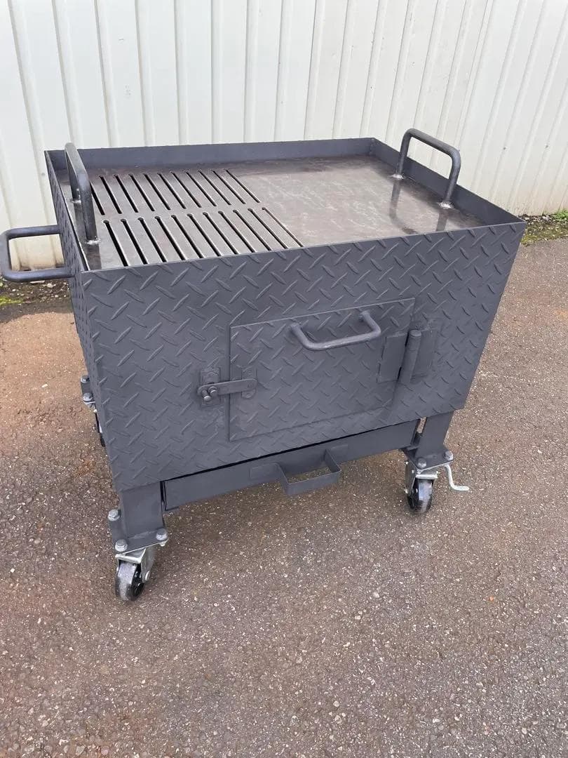 【新品・鉄製】石焼いも焼き機・BBQ鉄板焼き機　※引き取り限定‼