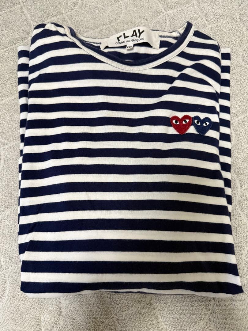 PLAY COMME des GARCONS ボーダーロンＴ ハート刺繍ダブル