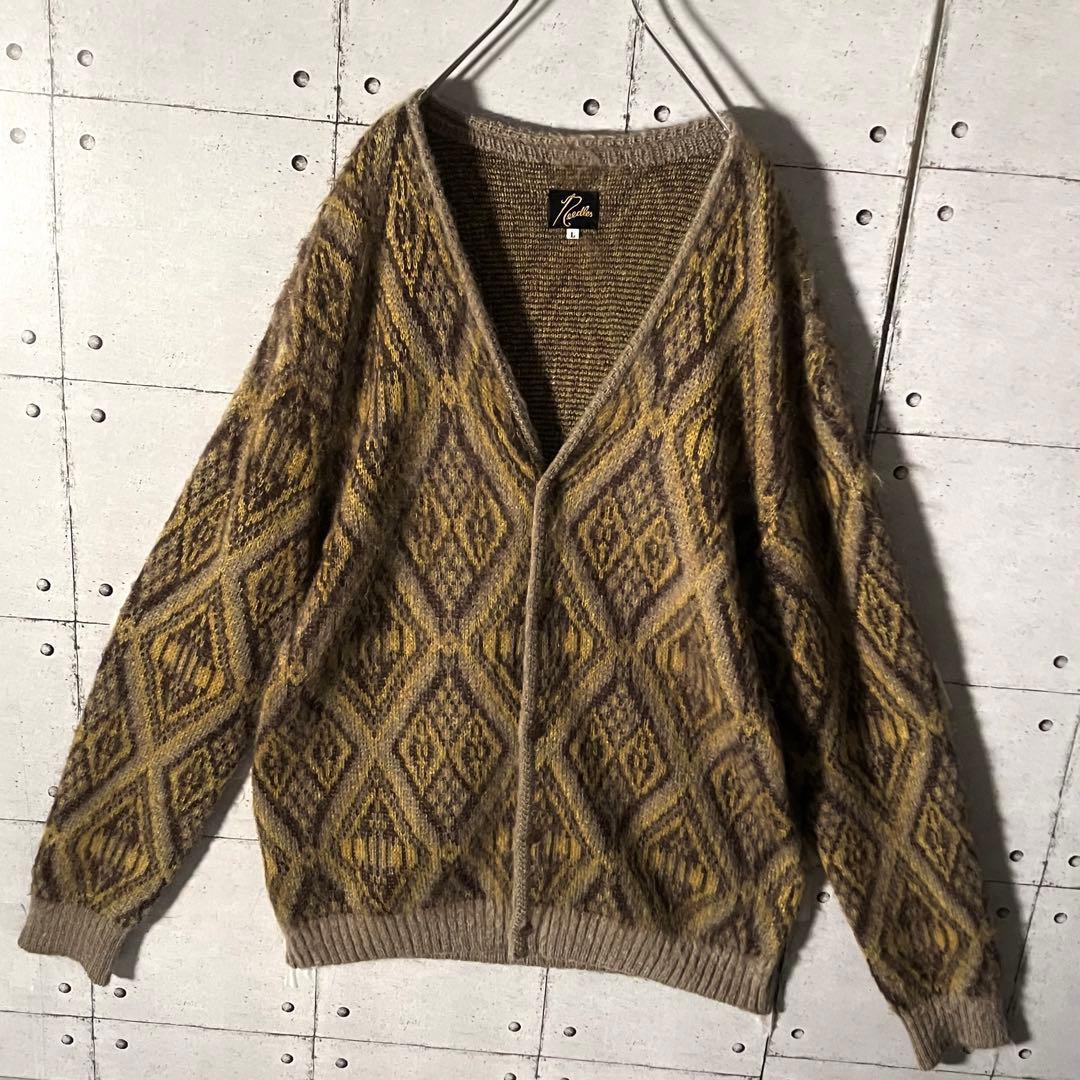 【入手困難】ニードルスNeedles☆ジオメトリック柄モヘヤカーディガン希少L