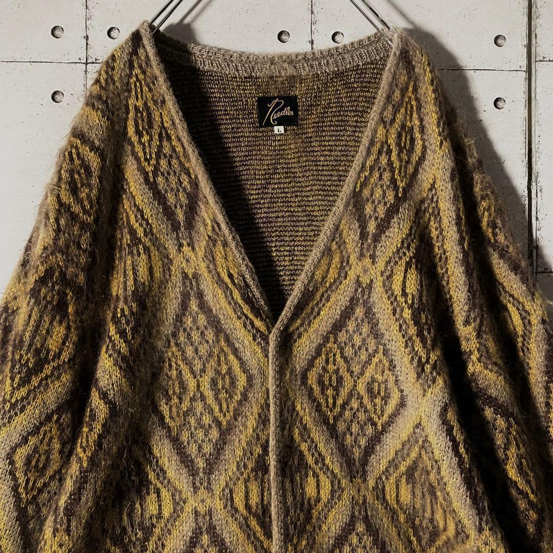 【入手困難】ニードルスNeedles☆ジオメトリック柄モヘヤカーディガン希少L