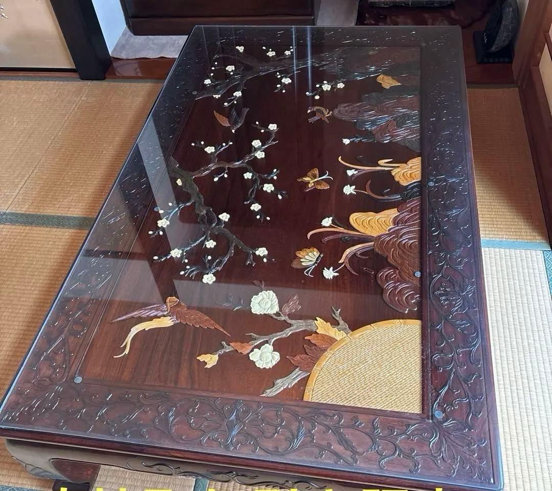 更にお値下げ‼️中澤唐木 好斎之作 座卓 ローテーブル ガラス天板付き