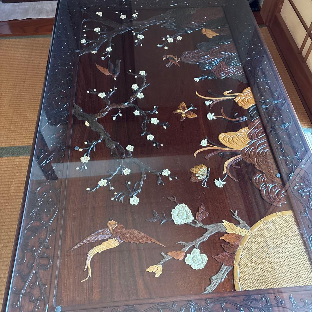 更にお値下げ‼️中澤唐木 好斎之作 座卓 ローテーブル ガラス天板付き