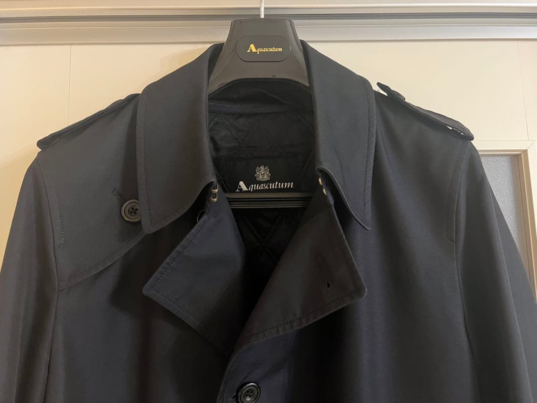 Aquascutum トレンチコート（ライナー付）／ネイビー／40（ＸＬ）