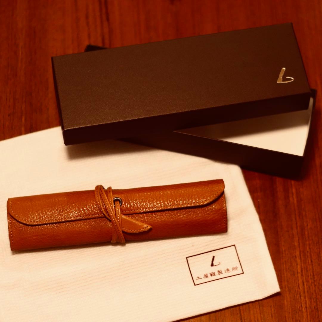 トーンオイルヌメ ロールペンケース ブラウンレザー ロール筆箱 箱付き