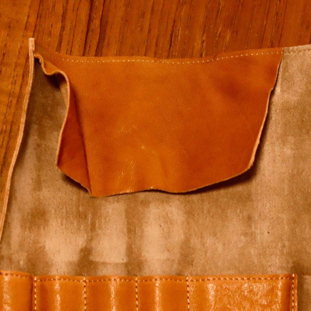 トーンオイルヌメ ロールペンケース ブラウンレザー ロール筆箱 箱付き