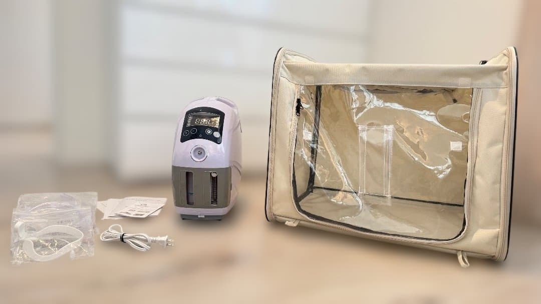 【美品・使用50時間未満】小型ペット用　高性能酸素濃縮器＋酸素室セット