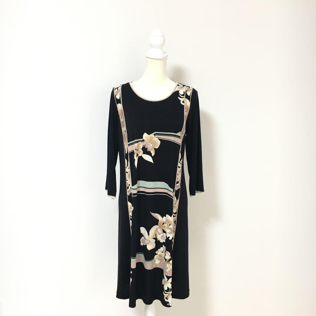 美品　LEONARD レオナール　カンカン　ストレッチ　ワンピース　LL