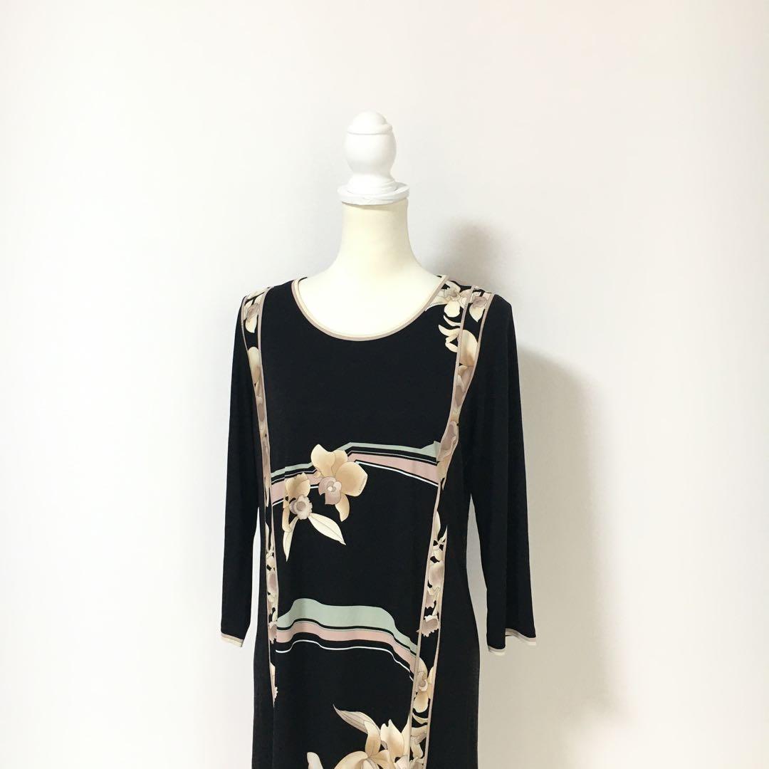 美品　LEONARD レオナール　カンカン　ストレッチ　ワンピース　LL