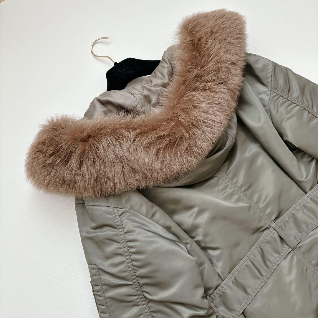 希少✧ グレースクラス ロングミリタリーコート フォックスファー 中綿入り38