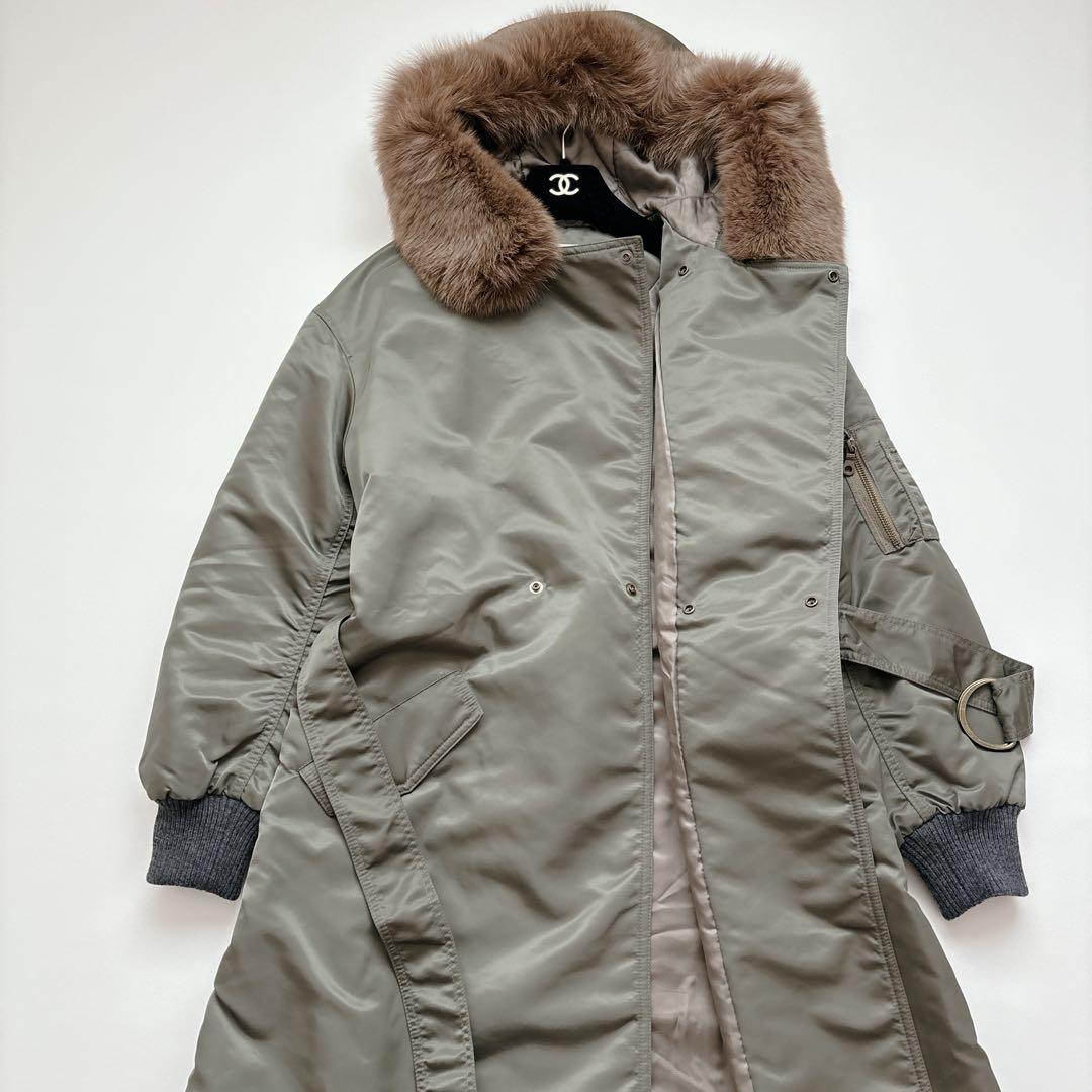 希少✧ グレースクラス ロングミリタリーコート フォックスファー 中綿入り38