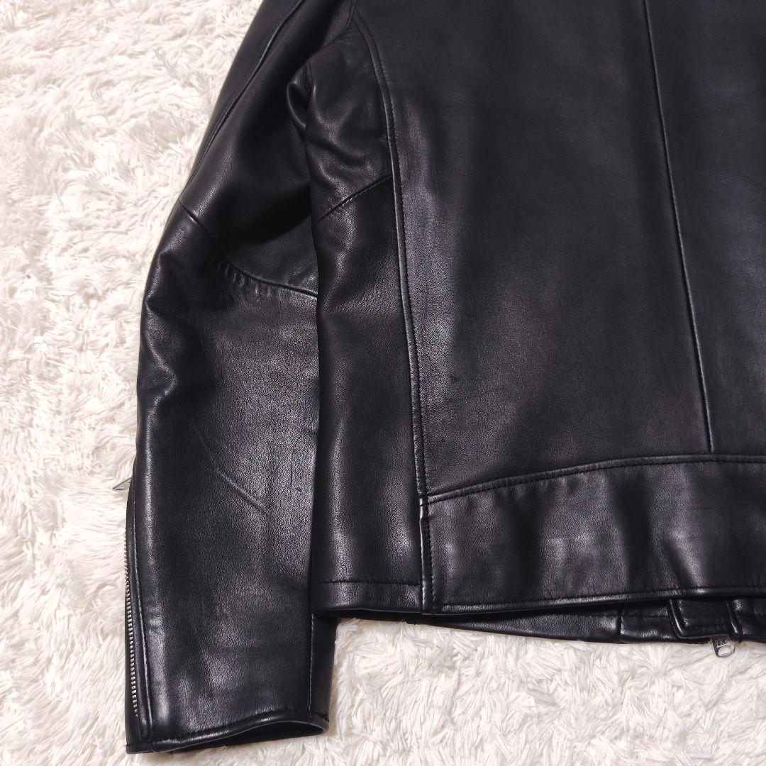 美品✨メンズビギ 羊革 シングルライダース レザージャケット シープスキン 黒