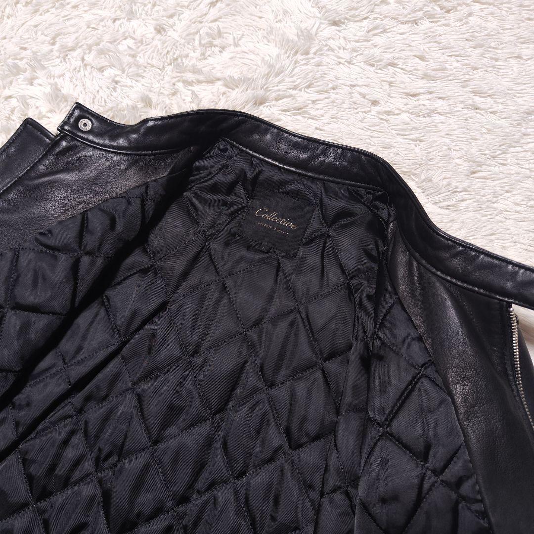 美品✨メンズビギ 羊革 シングルライダース レザージャケット シープスキン 黒