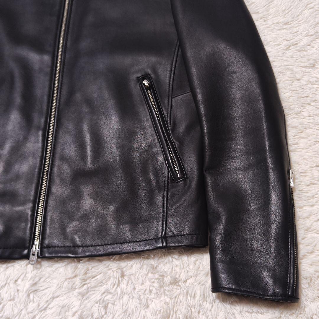美品✨メンズビギ 羊革 シングルライダース レザージャケット シープスキン 黒