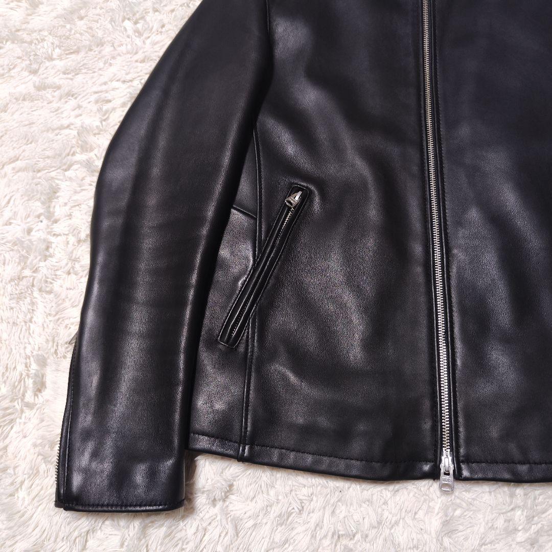 美品✨メンズビギ 羊革 シングルライダース レザージャケット シープスキン 黒