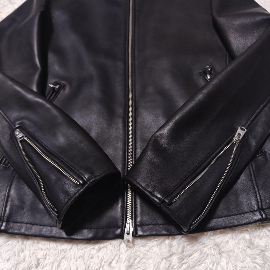 美品✨メンズビギ 羊革 シングルライダース レザージャケット シープスキン 黒